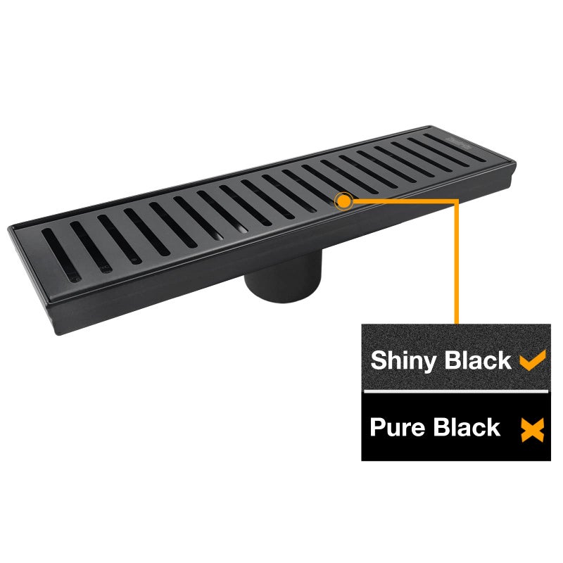 Neodrain Professional Black 24-Inch Linear Shower Drain Manufacturer with Removable Capsule Pattern Grate, 304 Stainless Steel Rectangle Shower Floor Drain- Adjustable Leveling Feet,Hair Strainer - Image 4